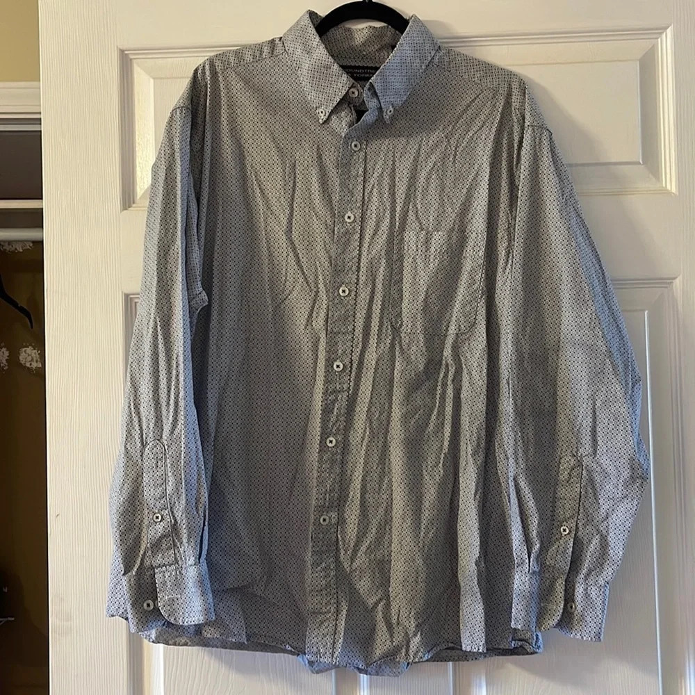 RoundTree & Yorke white and navy long sleeve button down shirt XL